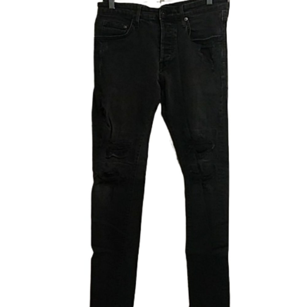 Denim And Denim Skinny Low Waist Black Jeans Size 33X32 (227)